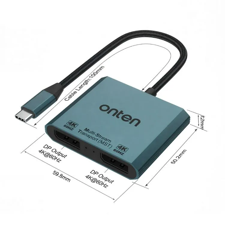 Onten OTN-UC915 USB-C to Dual DisplayPort Adapter