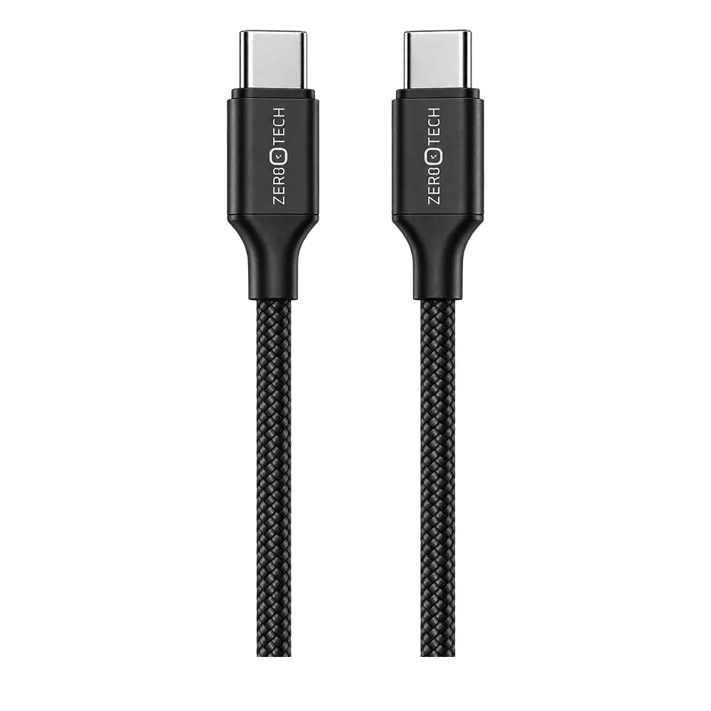 كابل شحن ZeroTech USB-C إلى USB-C بقدرة 60 وات بطول 2 متر - أسود