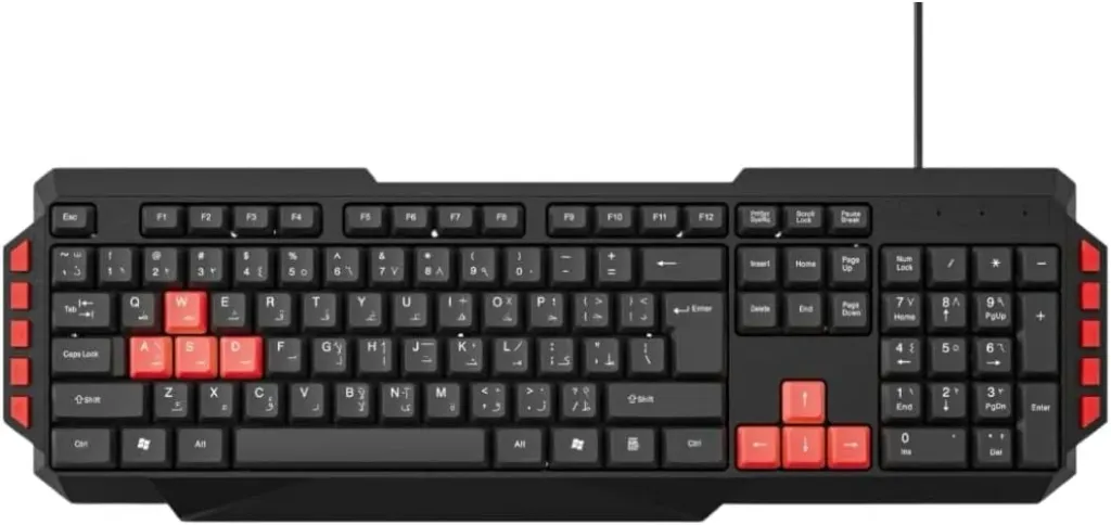 Gamma K-18 Wired Gaming Keyboard, Arabic-English, USB - Black