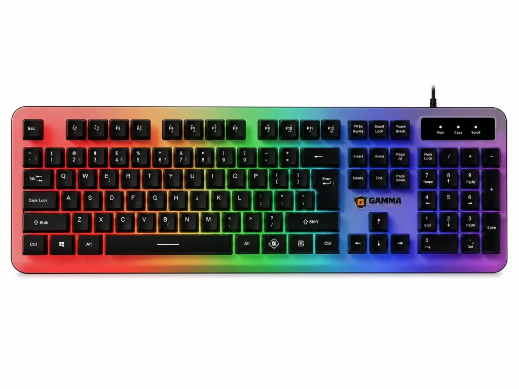 كيبورد ألعاب Gamma K-510 سلكي USB بإضاءة RGB – أسود
