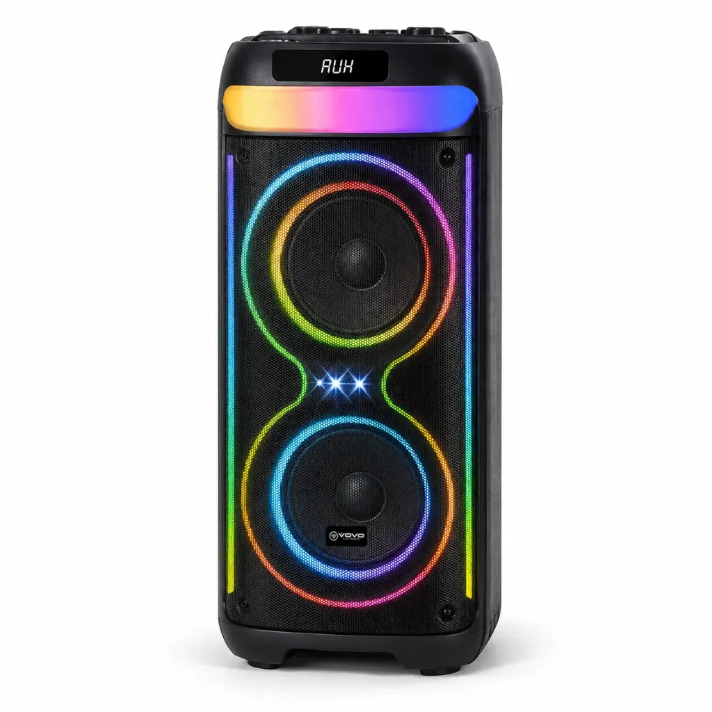 VOVO V-2875 Dual Party Speaker, 8 Inch, 50 Watts, 4500 mAh - Black
