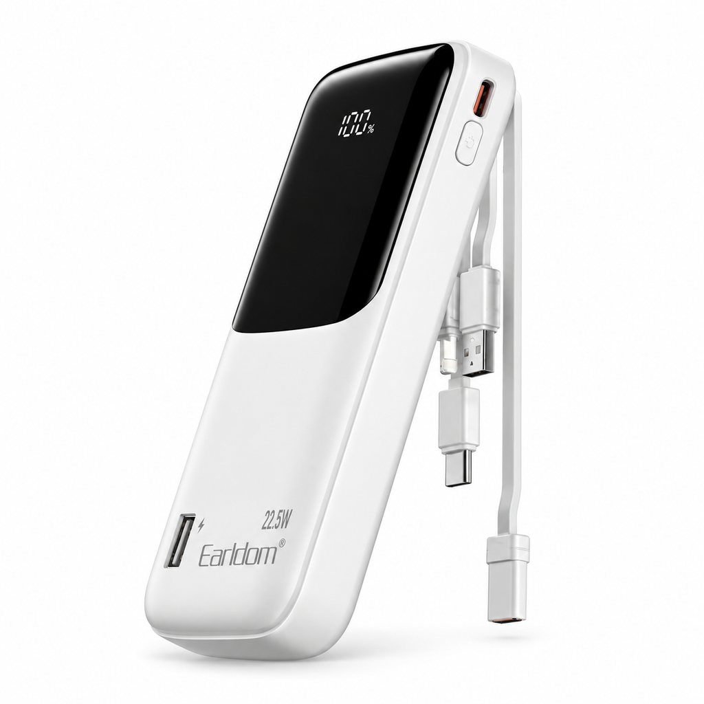 Earldom 22.5W 10,000mAh Power Bank ET-PB77 - Equipped with 4 built-in cables and intelligent LED digital display