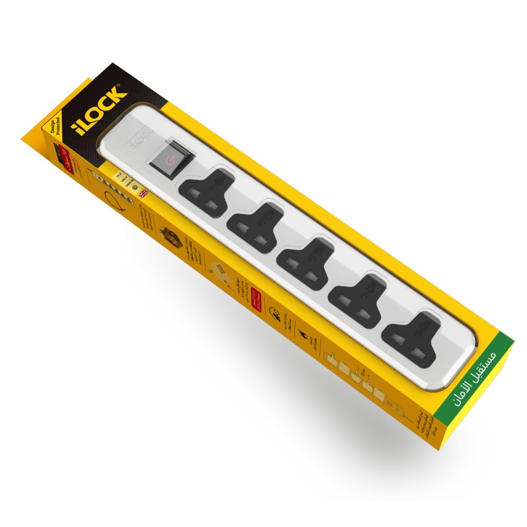 Power Strip 5 Universal Outlets 3M with Overload Switch