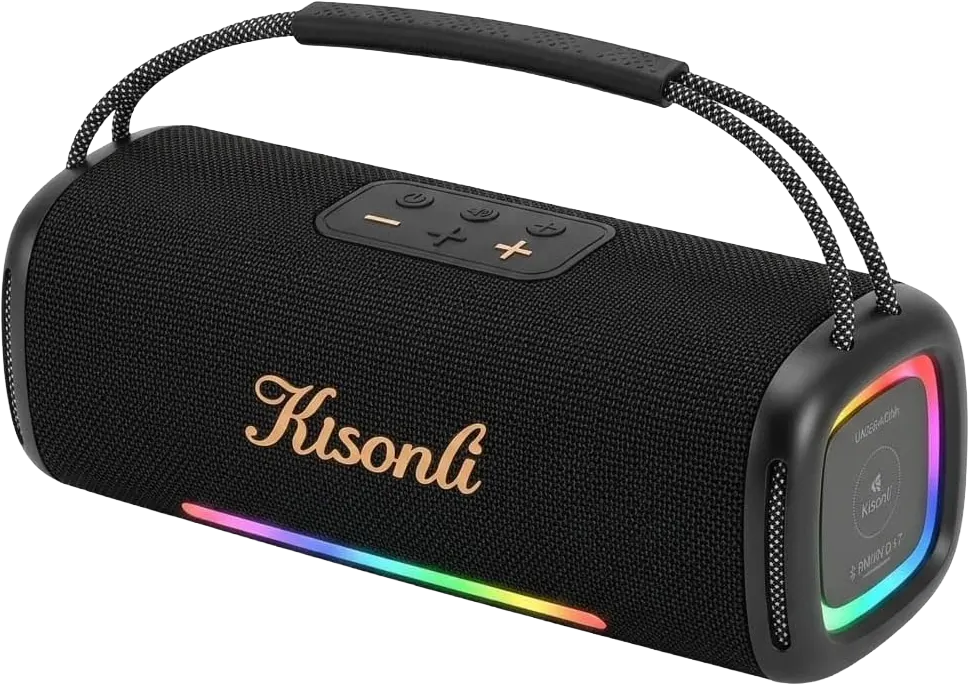 Kisonli K10 Wireless Speaker, 30W, RGB Lighting, Type-C Charging Port - Black