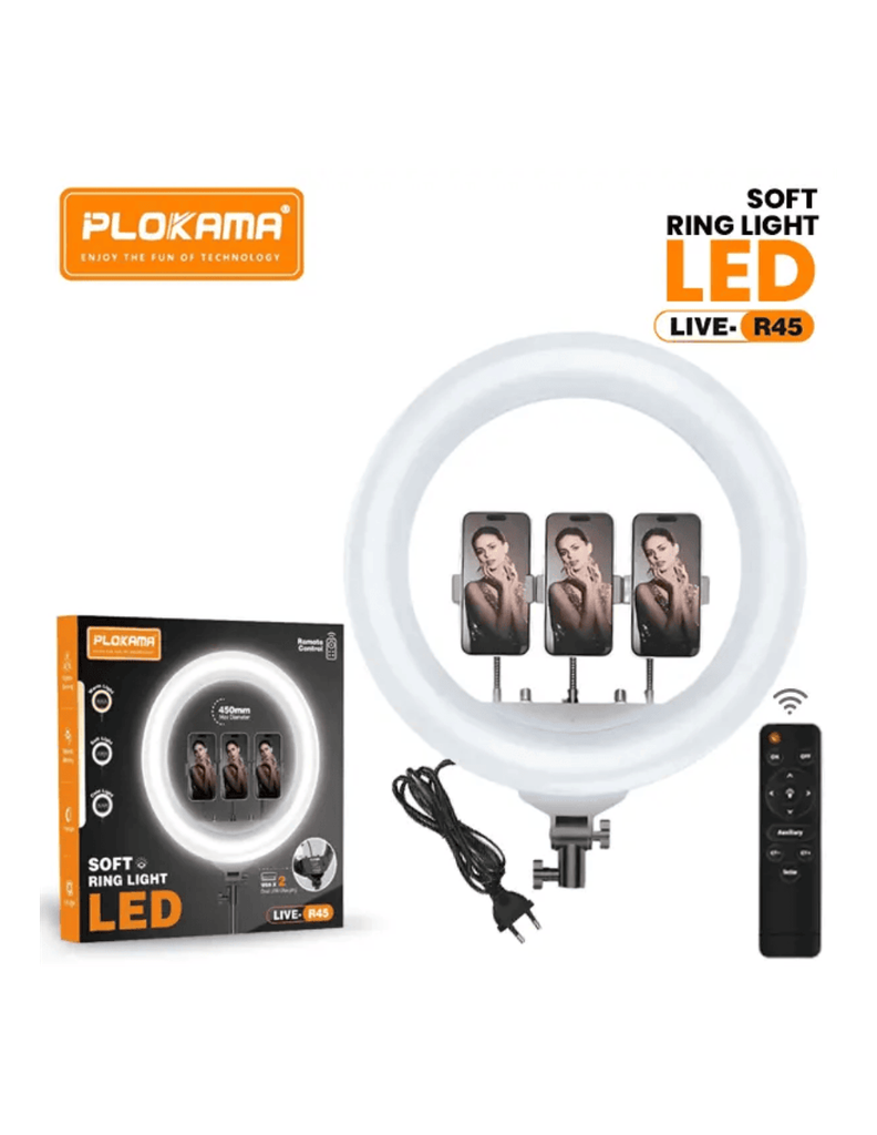Plokama Live-R45 18-Inch Ring Light with Remote Control