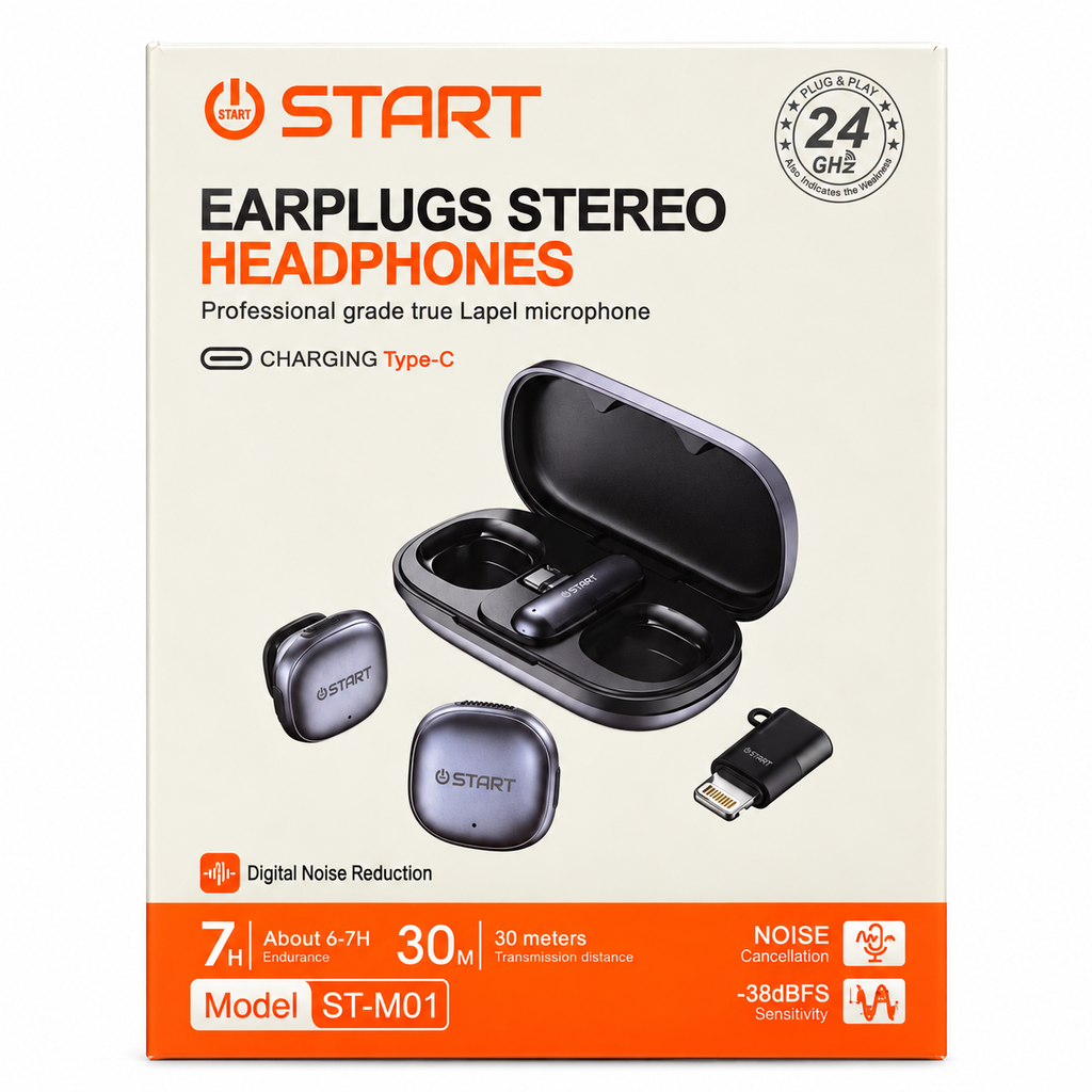 START ST-M01 Wireless Lavalier Microphone 2.4GHz – Type-C & Lightning