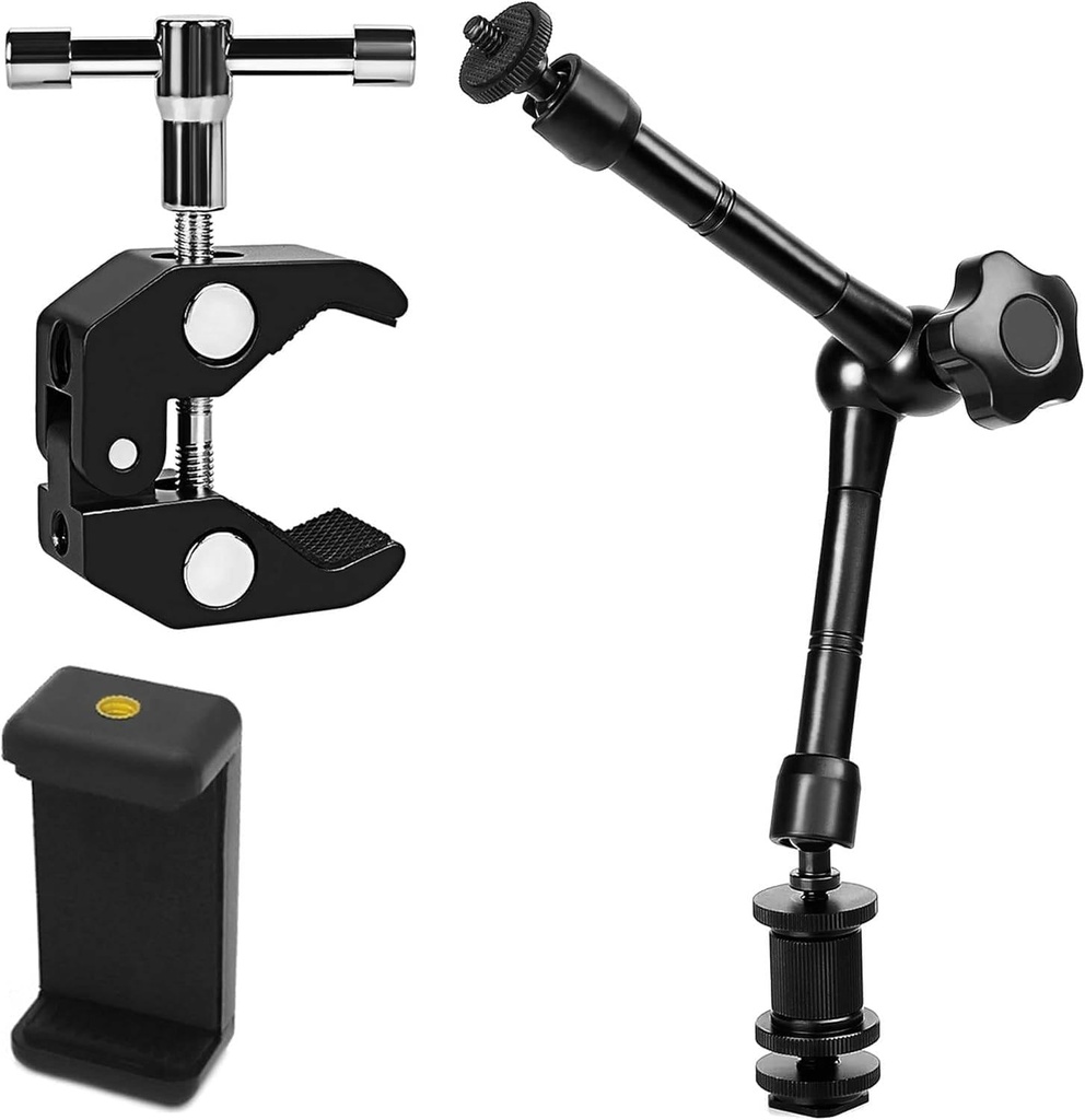 11-inch Adjustable Metal Magic Arm with Phone Clip