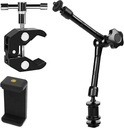 ذراع Magic Arm معدني قابل للضبط 11 بوصة مع مشبك هاتف
