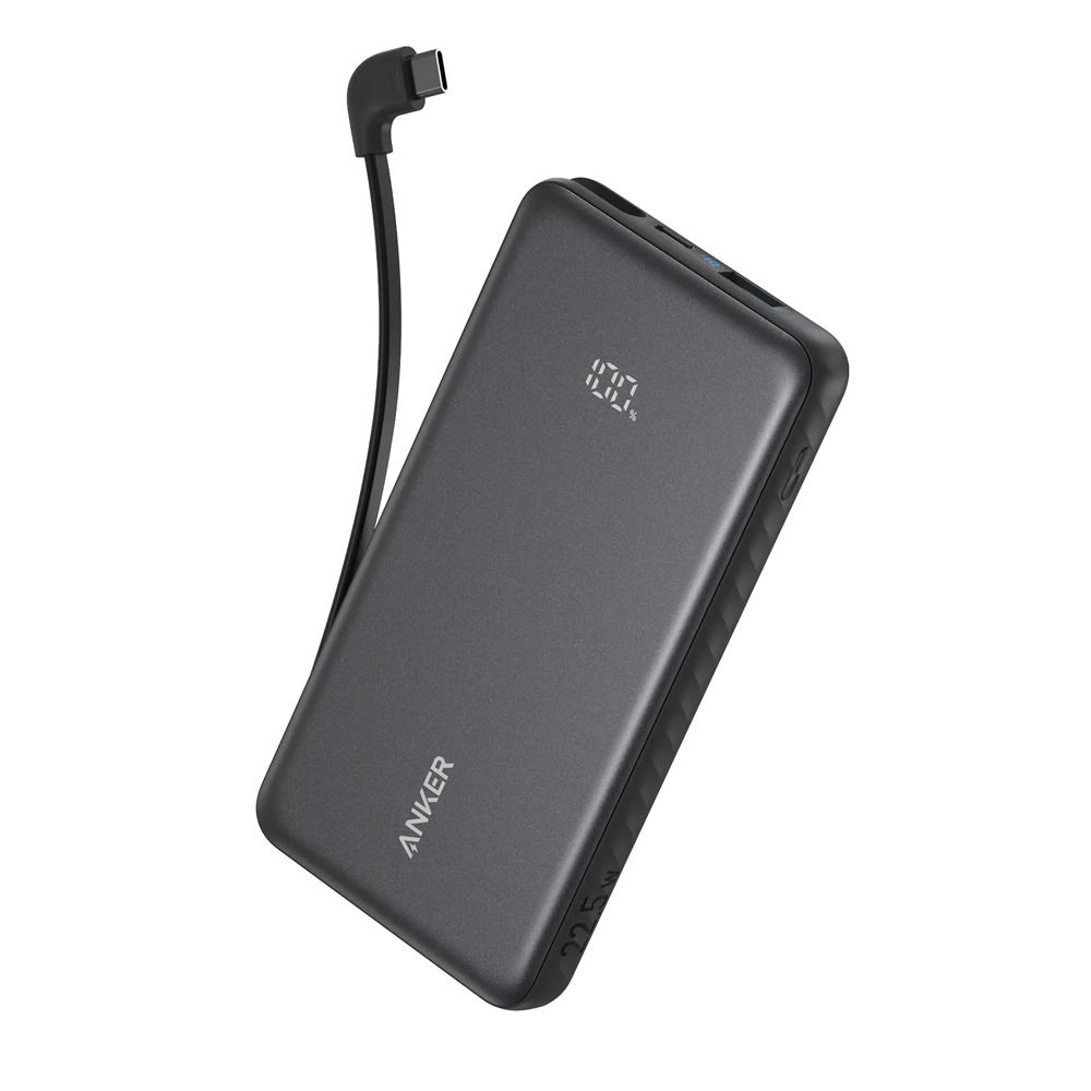باور بانك Anker Zolo A110E بسعة 20000mAh وقدرة 22.5W وكابل USB-C مدمج – أسود