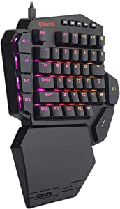 Redragon K585 DITI One Hand RGB Mechanical Gaming Keyboard, Wired Type C Professional Gaming Keyboard with 7 Built-in Macro Keys, Detachable Wrist Rest, 42 Keys (Blue Switch)