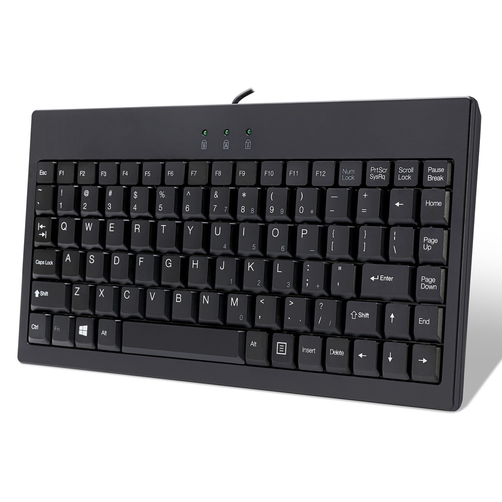 [KB MINI] 78 Keys Ultra Thin Mini USB Wired Keyboard for Desktop Computer Laptop PC (Black)