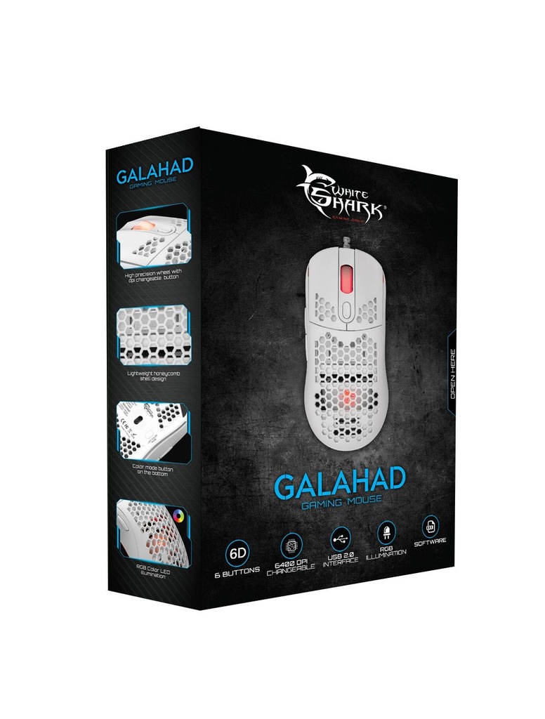 Mouse White Shark GM-5007 Galahad Gaming Black