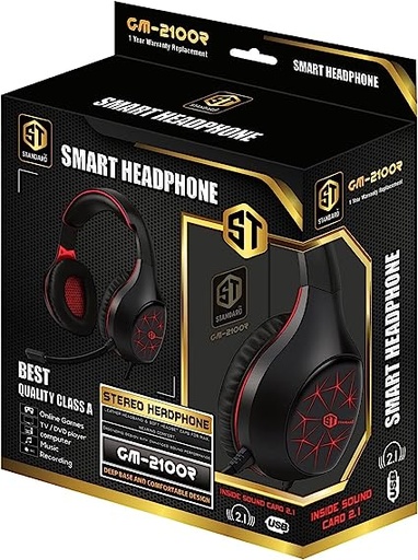 ST-STANDARD GM-2100R Gaming Headphone - Red
