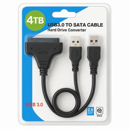 USB 3.0/2.0 Male to SATA Male Cable Hard Disk Drive Convert Adapter Support 4TB