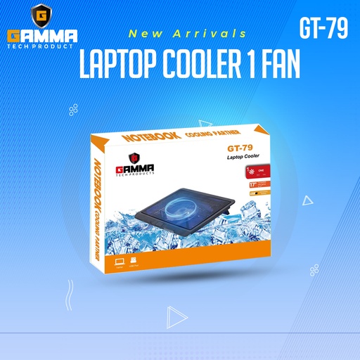 Gamma GT-89 Laptop Cooling Fan, 1 Fan, Supports Up to 17 Inch Laptop, LED Light, Black