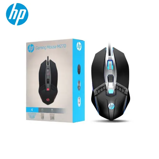 HP M270 Gaming Mouse Gaming Mouse with Backlit, 7 Buttons, 4-Speed Customizable 2400 DPI, Ergonomic Design & Breathing LED Lighting, Metal Scroll Wheel Lightweight 