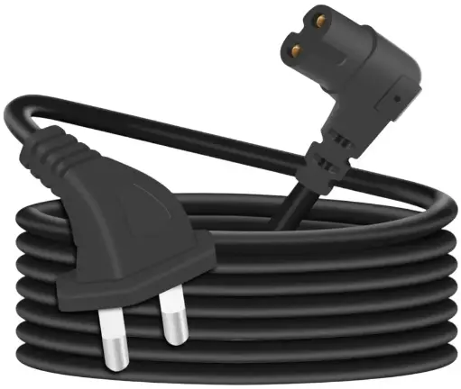 AC Power Cord Cable 90 Degree Angled 2-Prong to L-Shaped Cord for Samsung Philips Toshiba LG Sony TV  (Black, For TV, 1.8 m)