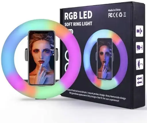 MJ33 RGB Ring Light With Phone Holder And Coloring Vibrant Lighting Is Highly Practical For Stunning Shoots - Black 