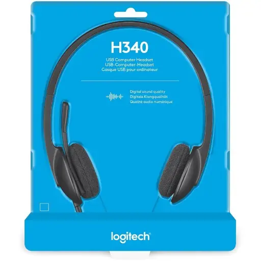 Logitech USB Headset H340 - Stereo - USB - Wired - 20 Hz to 20 kHz - Over-the-head - Binaural - Semi-open - 6 ft Cable - Black 