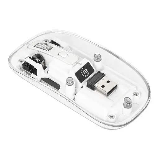 Wireless Bluetooth5.1&2.4G Mini Lightweight Mouse,Transparent Clear Cool,Rechargeable Silent Computer Mice,Nano USB C Receiver,LED Battery Magic Silm