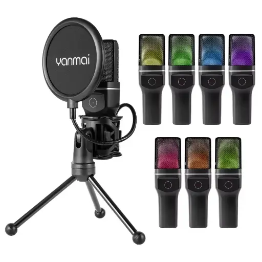 Sf-777W Yanmai Wireless 2.4G Condenser Desktop with Wireless Active Noise Canceling Gaming Microphone for Live Streaming