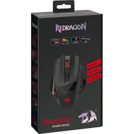 [M609] Redragon PHASER M609 GAMING MOUSE MULTI 3200 DPI-6600FPS-10G ACC-500Hz polling rate-OMRON gaming switch-Durable smooth TEFLON feet pads Driver 