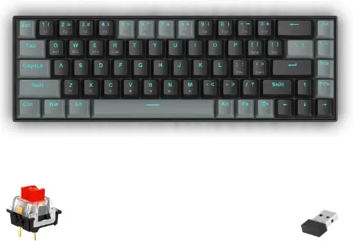 [K662] Redragon K662 Gwern Dual Mode Wireless, Bluetooth Gaming Mechanical Keyboard, Red Switch (Black Grey)