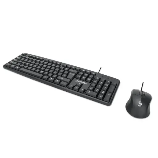 [kb707] Manhattan 178464 Wired Keyboard and Optical Mouse Set - Black