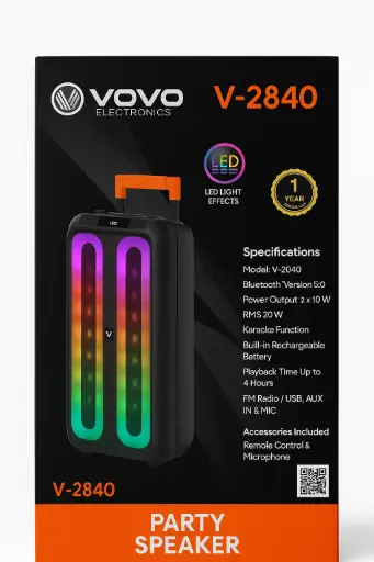 [V-2840] VOVO V-2840 Party RGB Portable Speaker 1.0 
