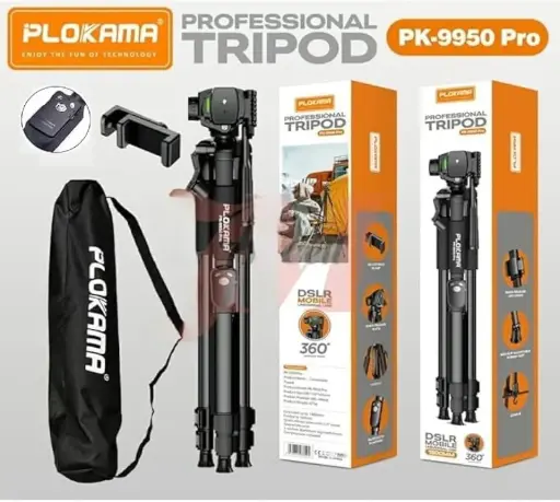 [PK-9950] PLOKAMA PK 9950 Tripod 360° 150CM Camera Camcorder Stand for Photography, Compatible with Mobile Phones and Cameras
