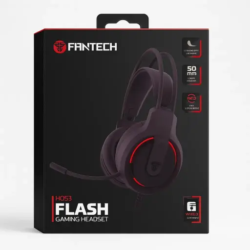 [HQ53] Fantech FLASH HQ53 delivers powerful 50mm drivers, flexible omni mic, and dual connectivity via USB & 3.5mm for PC, PS4, and Android.