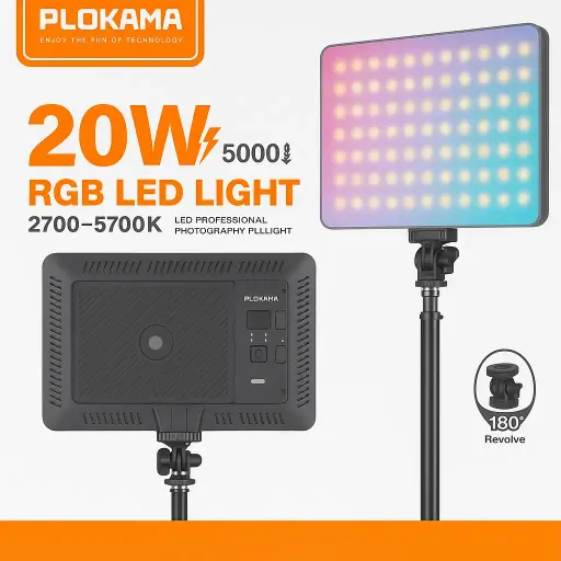 [U480 PRO] U480 PRO rgb led RECHARGEBLE 20W Built-in 5000mAh Stepless Dimmable 2700-5700K LED Professional Photography Fill Light for DSLR, Camcorder, Tripod 