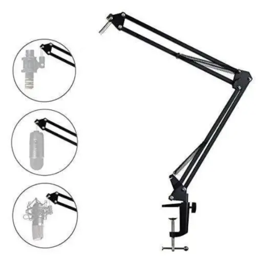 [BA20] MAONO BA20 Microphone Arm,Mic Boom Arm Stand-Max Load 1KG,Metal Suspension Boom Mic Stand with Desk Clamp, 3/8" to 5/8" Screw Adapter,for Maono A04 DGM20 PD100X Series and other Mic Black