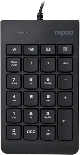 Rapoo K10 Wired Numeric Keypad, 23 Keys, Spill-Resistant, Black