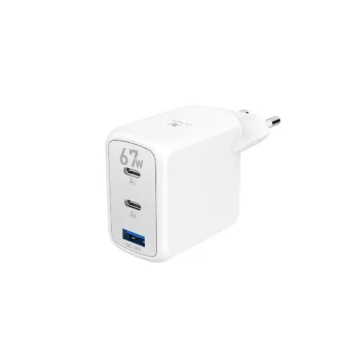 [MP565] L'AVVENTO MP565 Charger Mini GaN 67W Power Adapter Dual USB-C & USB-A Ports - White 