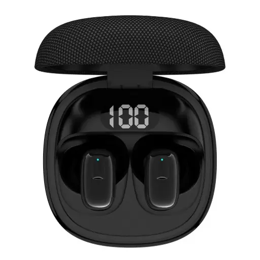 [HPA0B] Etrain True Wireless Earbuds With Fabric Charging Case - Black 