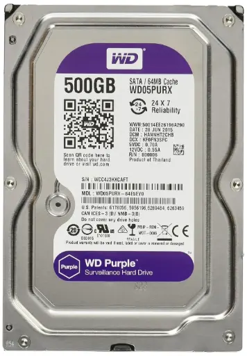 WD Purple 500 GB 3.5 Internal Hard Drive WD05PURX 