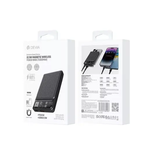 [MP55G] DEVIA Extreme Speed Series 22.5W Magnetic Wireless Power Bank 10000mAh S28 - Deep Gray MP55G