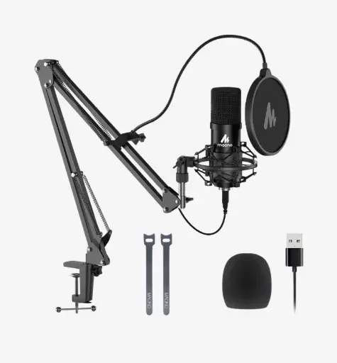 [A04] MAONO A04 USB Microphone, 192KHZ/24Bit Plug & Play PC Computer Podcast Condenser Cardioid Metal Mic Kit with Professional Sound Chipset for Recording, Gaming, Singing, YouTube