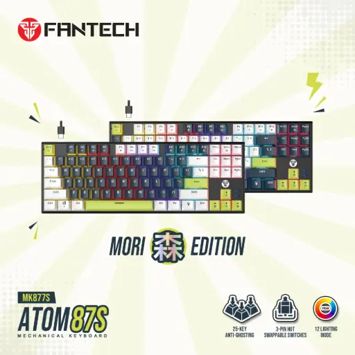 [MK877S BK WHBL] Atom87S MK877S BK WHBL Mori Edition Mechanical Keyboard BLUE SWITCH