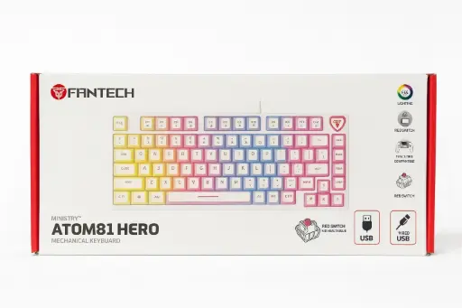 [MK875 V2 WH] ATOM 81 MK875 V2 WH RD HERO Edition Mechanical Keyboard – RED Switch WHITE 