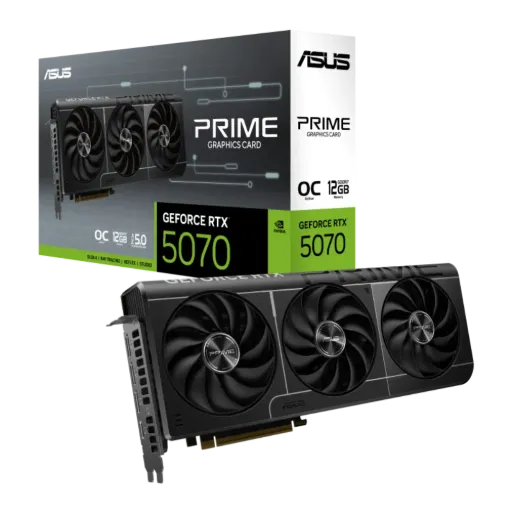 ASUS Prime GeForce RTX 5070 OC Edition 12GB GDDR7 – SFF-Ready, NVIDIA Blackwell Architecture, DLSS 4, Axial-tech Fans, Phase-change Thermal Pad, 0dB Technology, Dual BIOS, Dual-Ball Fan Bearings, Auto-Extreme Manufacturing