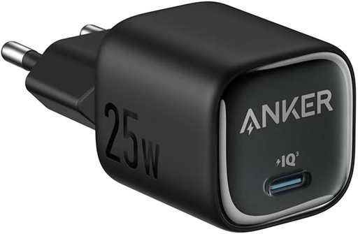 Anker Wall Charger Type-C 25W Fast Charging, Improved Temperature Control, Small Design, Compatible with iPhone, iPad, Samsung, Pixel and more - Black -18 Months Warranty